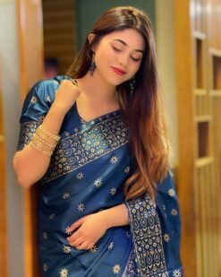 প্রিমিয়াম বধুয়া বেনারসি জাপানি সিল্ক শাড়ী  + ম্যাচিং ব্লাউজ পিস SC-02 - Image 2