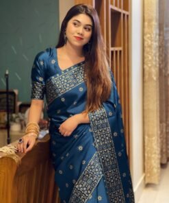প্রিমিয়াম বধুয়া বেনারসি জাপানি সিল্ক শাড়ী  + ম্যাচিং ব্লাউজ পিস SC-02 - Image 3