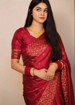 প্রিমিয়াম বধুয়া বেনারসি জাপানি সিল্ক শাড়ী  + ম্যাচিং ব্লাউজ পিস SC-03 - Image 2