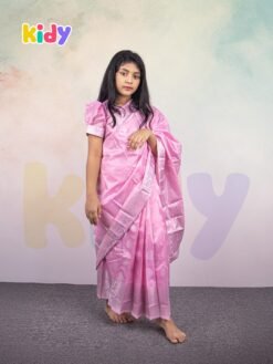 বেবি রেডি গোলাপি কাতান শাড়ি ( code 7)