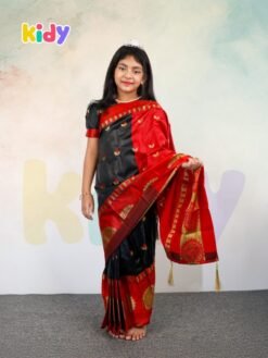 বেবি রেডি কালো কাতান শাড়ি ( code 5)
