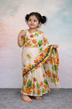 বেবি রেডি হাফ সিল্ক প্রিন্ট শাড়ি ( code 43 )