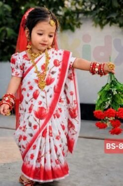 বেবি রেডি হাফ সিল্ক প্রিন্ট শাড়ি (Code : 88)