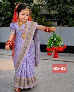 বেবি রেডি হাফ সিল্ক প্রিন্ট শাড়ি ( code 92 )