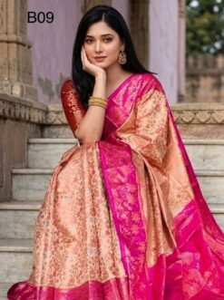 Code-B09 কাঞ্জিভরম কাতান শাড়ি ব্লাউজ পিসসহ