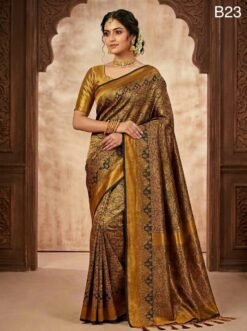 Code-B23 কাঞ্জিভরম কাতান শাড়ি ব্লাউজ পিসসহ