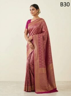 Code-B30 কাঞ্জিভরম কাতান শাড়ি ব্লাউজ পিসসহ