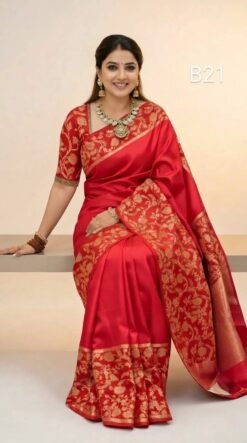 Code-B21 কাঞ্জিভরম কাতান শাড়ি ব্লাউজ পিসসহ