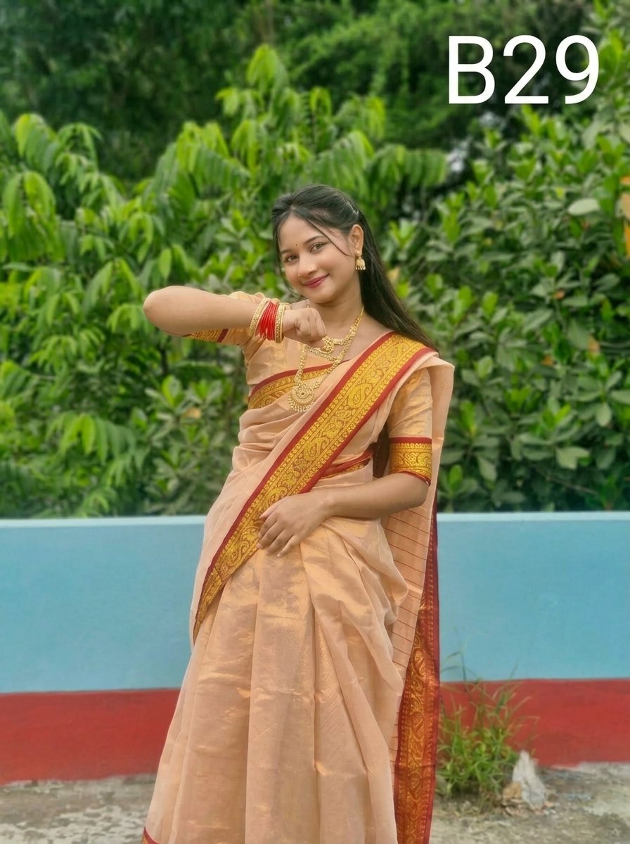 Code-B29 লামা সিল্ক শাড়ি ব্লাউজ পিসসহ