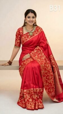 Code-B31 কাঞ্জিভরম কাতান শাড়ি ব্লাউজ পিসসহ