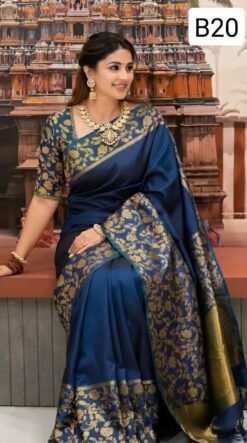 Code-B20 কাঞ্জিভরম কাতান শাড়ি ব্লাউজ পিসসহ